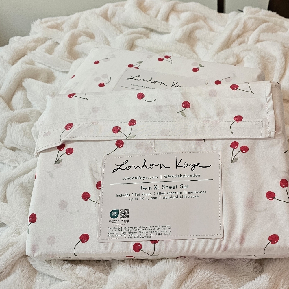 London Kaye "Cherry Pop" Twin XL Sheet Set